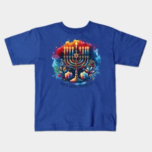 Peace, Love and Miracle - Hanukkah holiday Kids T-Shirt